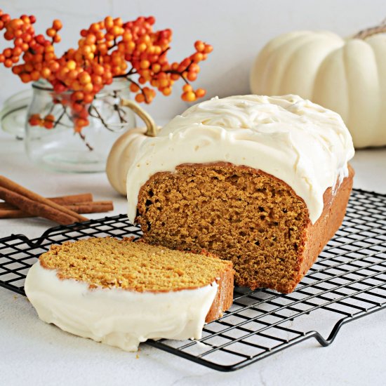 Pumpkin Loaf with Caramel Frosting