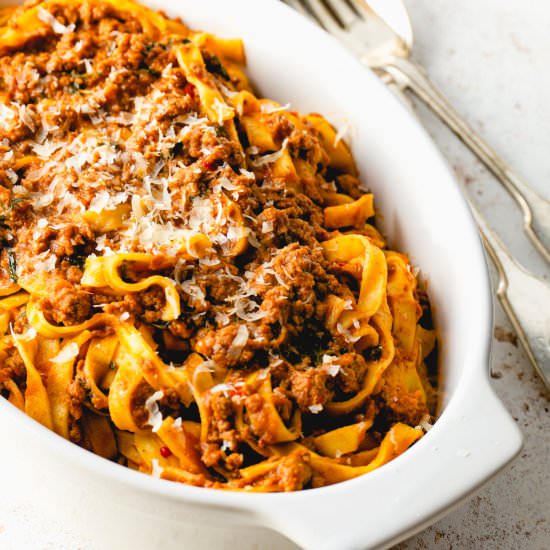 Slow-cooked Bolognese Tagliatelle