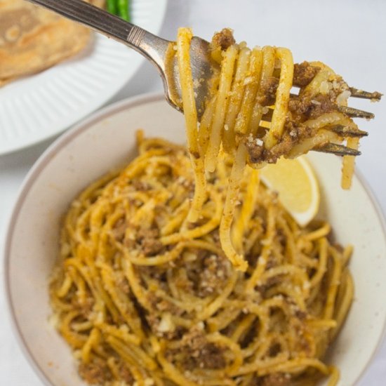 Indian-Style Keema Spaghetti Bologn