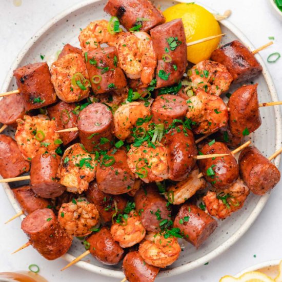 Smoked Sausage and Shrimp Skewers