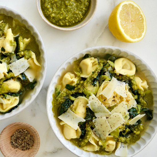 Quick Tortellini Soup with Greens