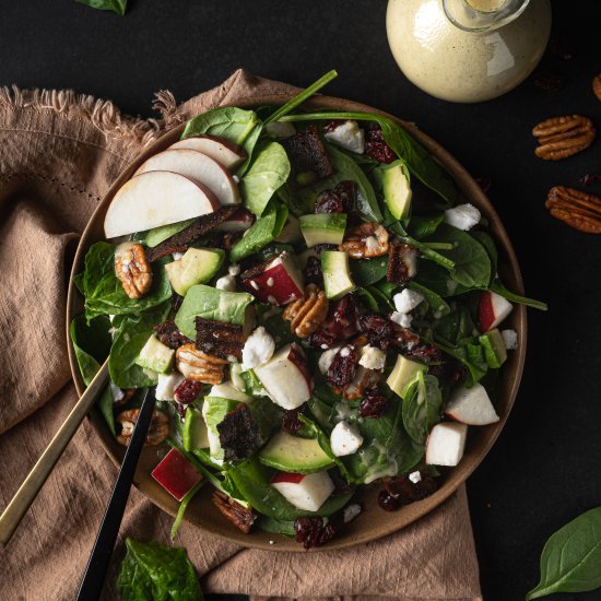 Vegan Bacon Apple Spinach Salad