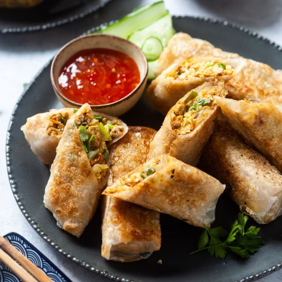 Crispy Pan-Fried Tofu Spring Rolls