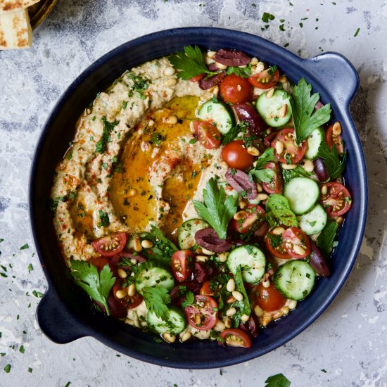 Loaded Roasted Eggplant Dip