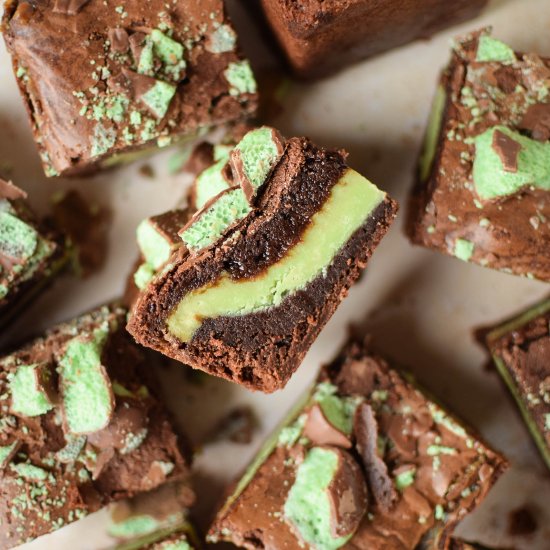 Mint Fudge Stuffed Brownies