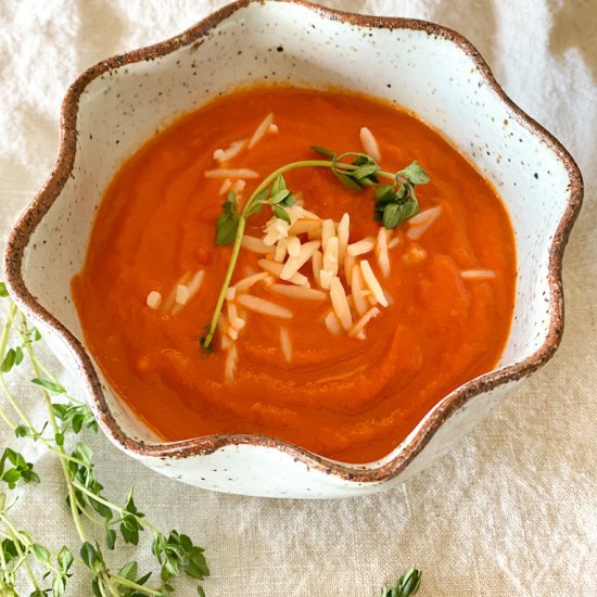 velvety tomato soup with orzo