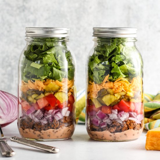 Big Mac Salad Mason Jar Meal Prep