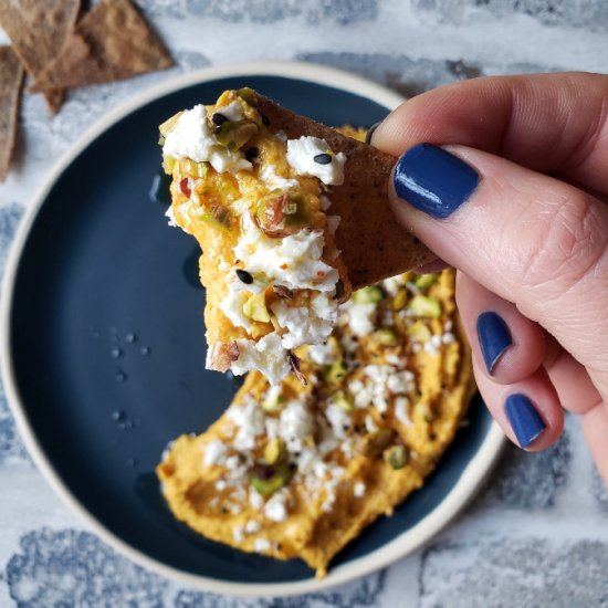 Roasted Carrot Hummus With Feta