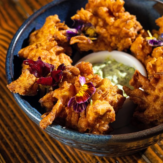 Pumpkin Pakora with Basil Mayo