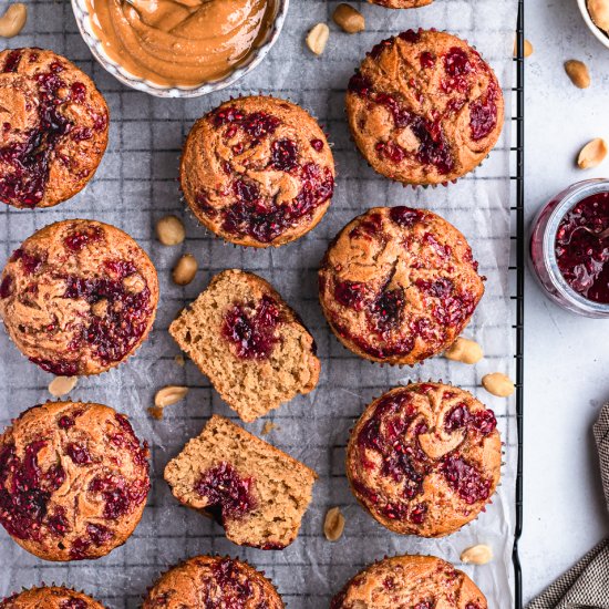 Vegan Peanut Butter & Jelly Muffins