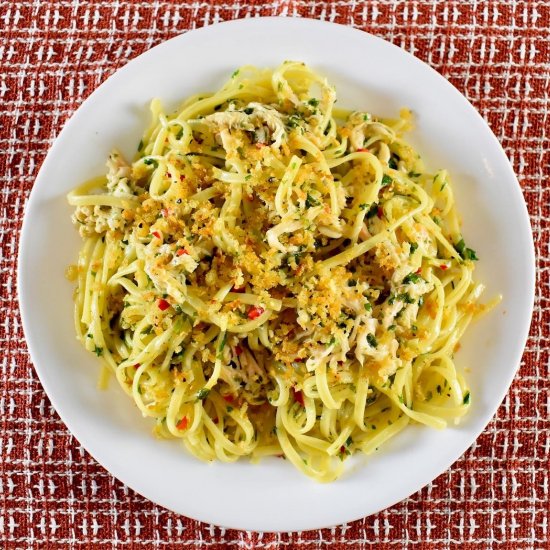 “Crab” Linguine with Hericium