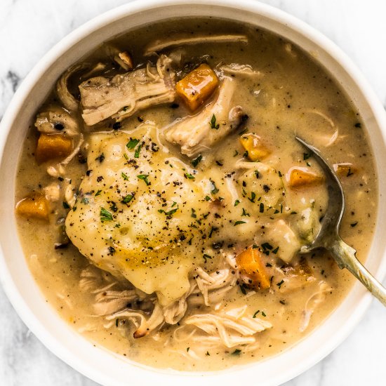 Creamy Chicken Stew with Dumplings