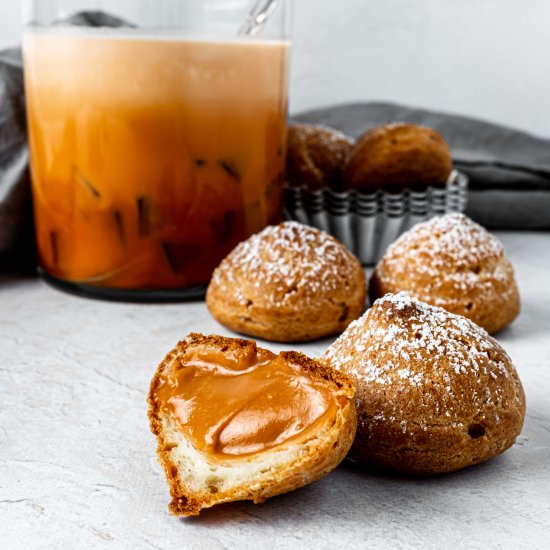 thai tea cream puffs