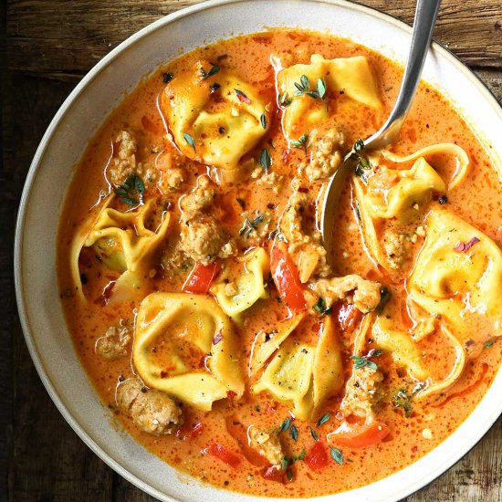 Creamy Tortellini Soup with Sausage