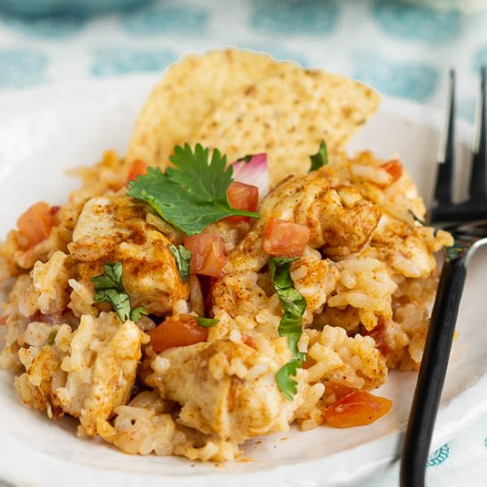 Queso Chicken Rice Casserole- P5