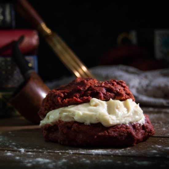 Red Velvet Scones and Vanilla Cream