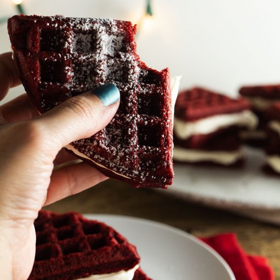 Red Velvet Waffle Whoopie Pies