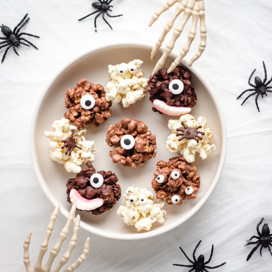 Chocolate Halloween Popcorn Balls