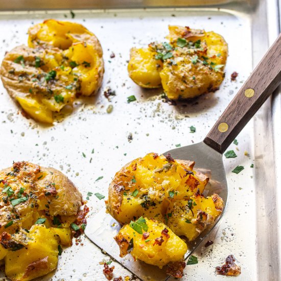 Garlic Parmesan Smashed Potatoes