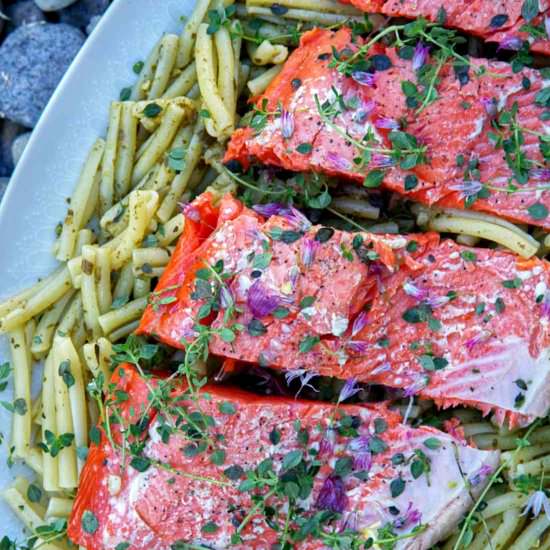 Citrus Thyme Salmon & Pesto Pasta