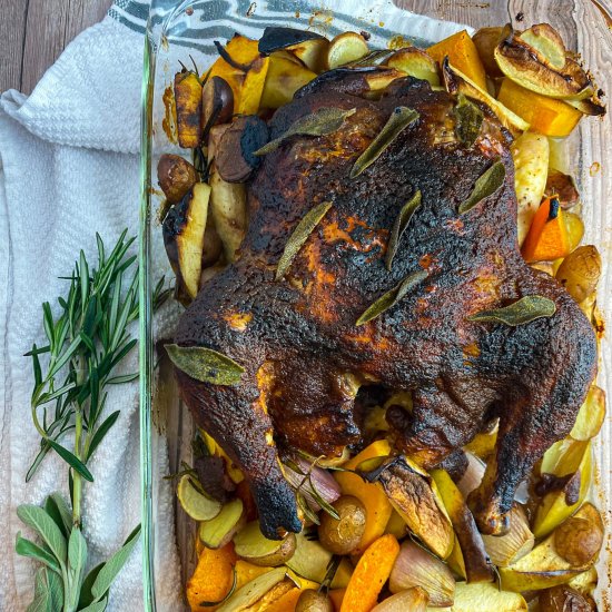 Apple Butter Roast Chicken & Veg