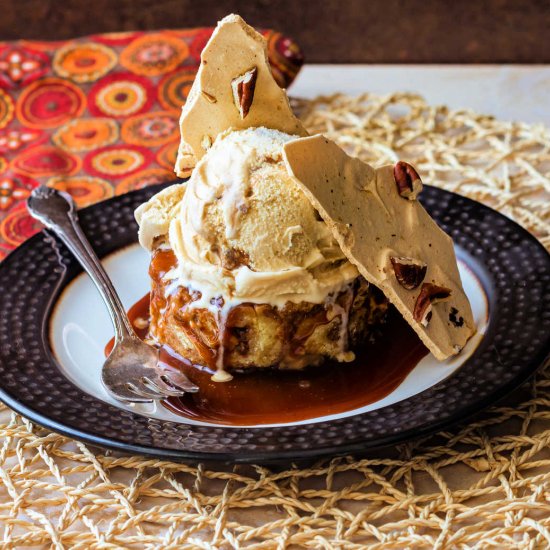 Caramel Apple Butter Bread Pudding