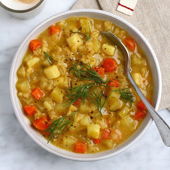 Root Vegetable and Barley Stew