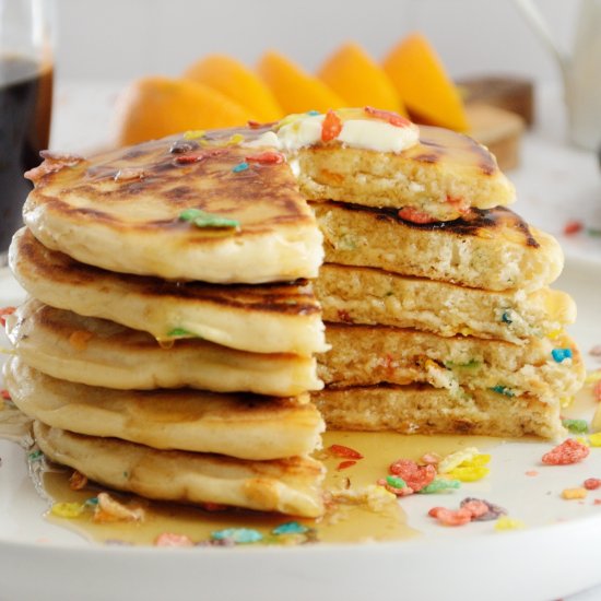 Fruity Pebble Pancakes