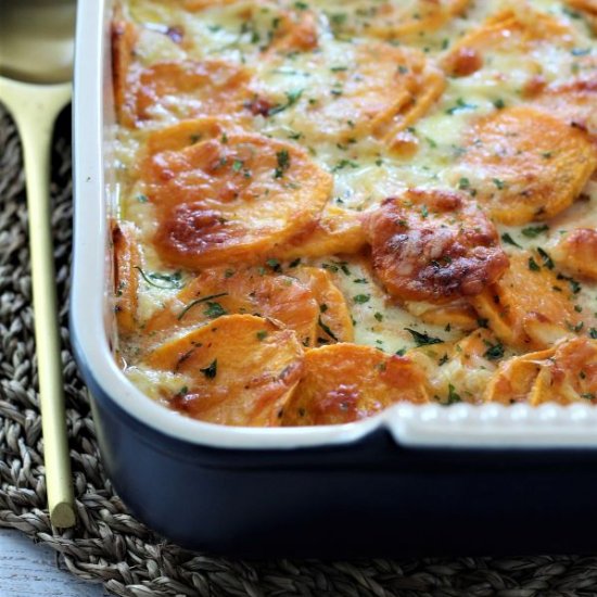 Au Gratin Sweet Potatoes