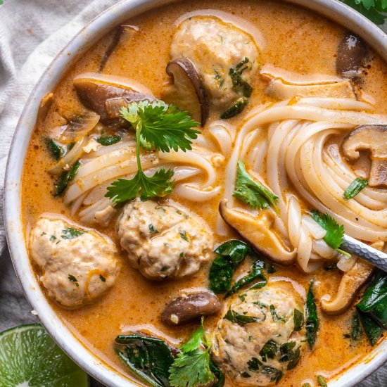 Thai Inspired Chicken Meatball Soup