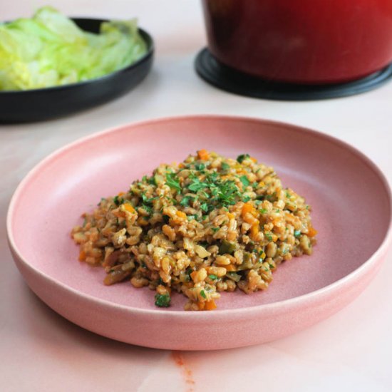 spelt risotto with porcini mushroom