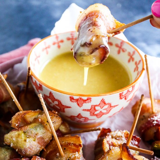 Hot Honey Bacon Wrapped Brussels