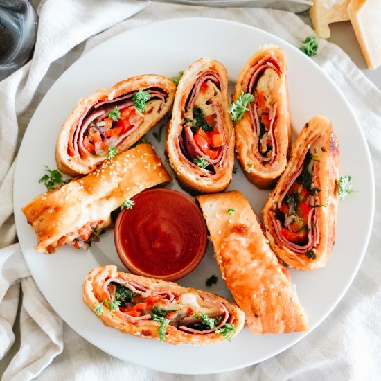 Stromboli with Spinach and Peppers