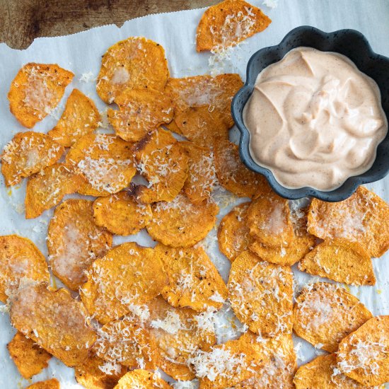 Parmesan Garlic Sweet Potato Chips