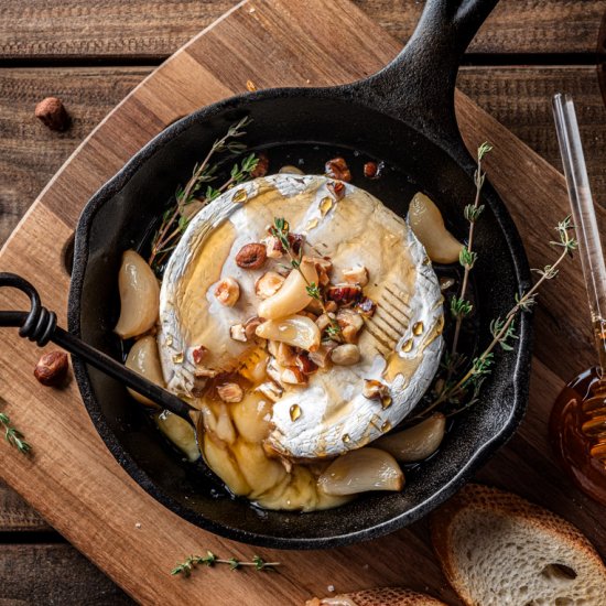 Hazelnut Honey Garlic Baked Brie