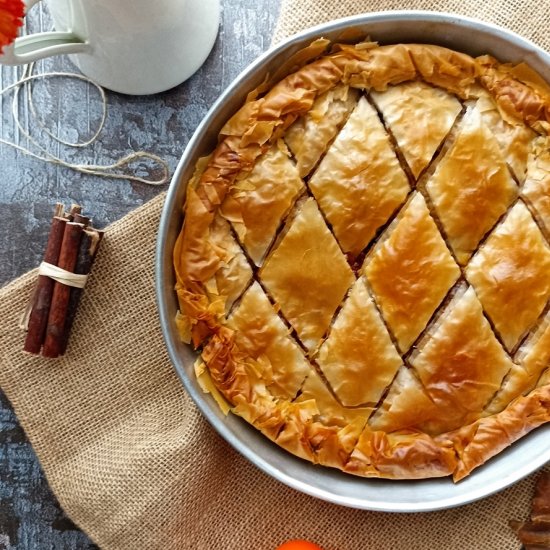 Sweet squash pie with fyllo crust