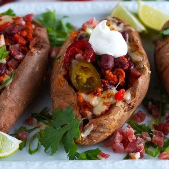 Chilli Stuffed Sweet Potatoes