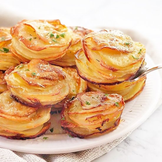 Cheesy Mini Gratin Potato Stacks