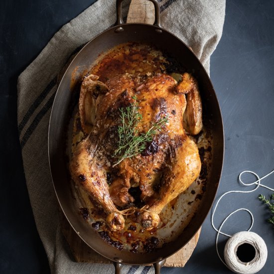 Black Garlic Butter Roast Chicken