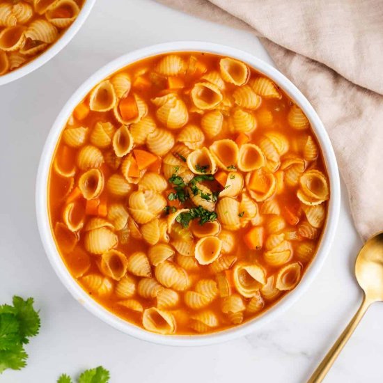 sopa de conchas (pasta shell soup)