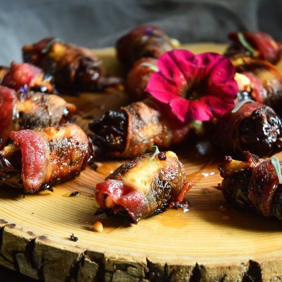 Bacon Wrapped Cheese Stuffed Dates