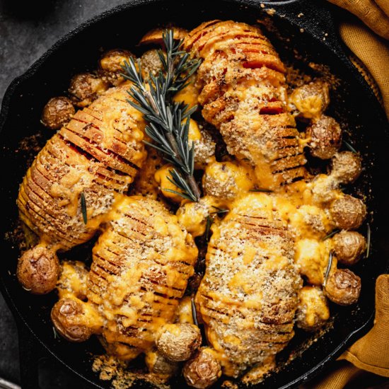 Cheesy Hasselback Sweet Potatoes