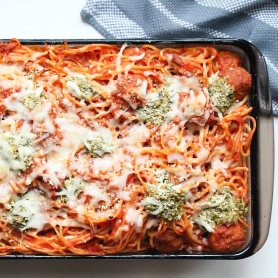 Baked Spaghetti and Meatballs