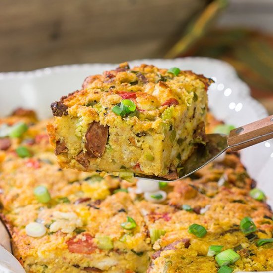 Cajun Cornbread Biscuit Dressing