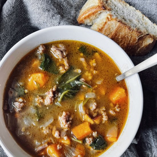 Sausage, Sweet Potato & Kale Soup