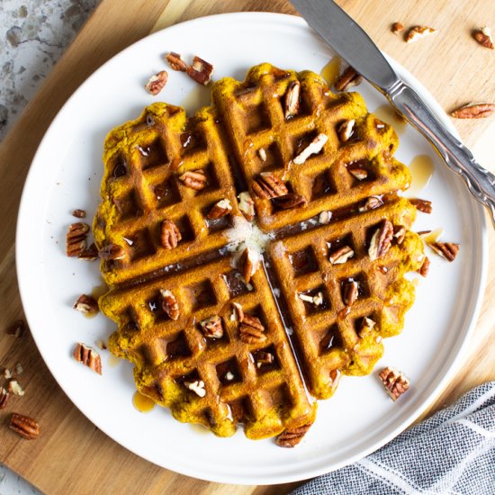 Easy AIP Pumpkin Blender Waffles