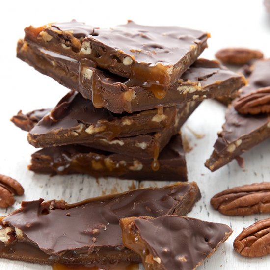 Keto Pecan Turtle Bark