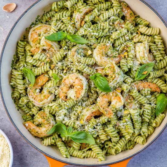 SHRIMP PESTO PASTA