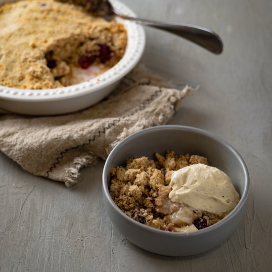 Pear Blackberry & Hazelnut Crumble