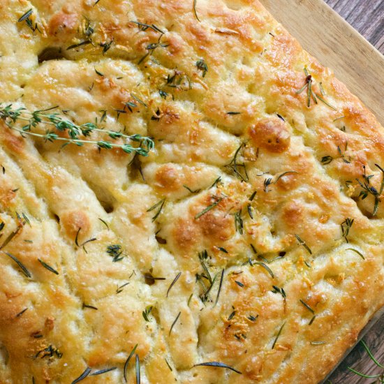 No-knead Herbed Focaccia